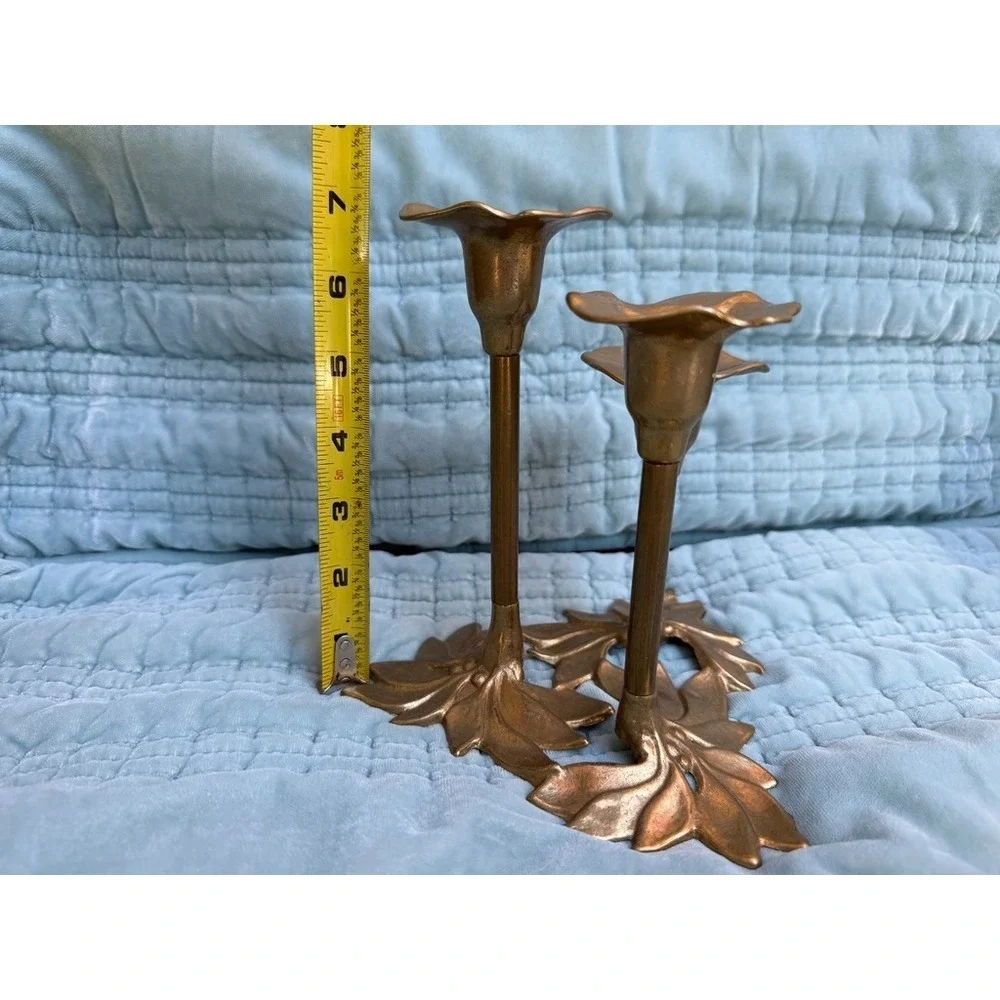 Vintage Italian Brass 3 Arm Candelabra Neoclassical Laurel Leaf Berries Gold
